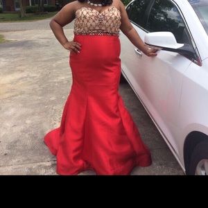 Red Fited Mermaid Prom Dress